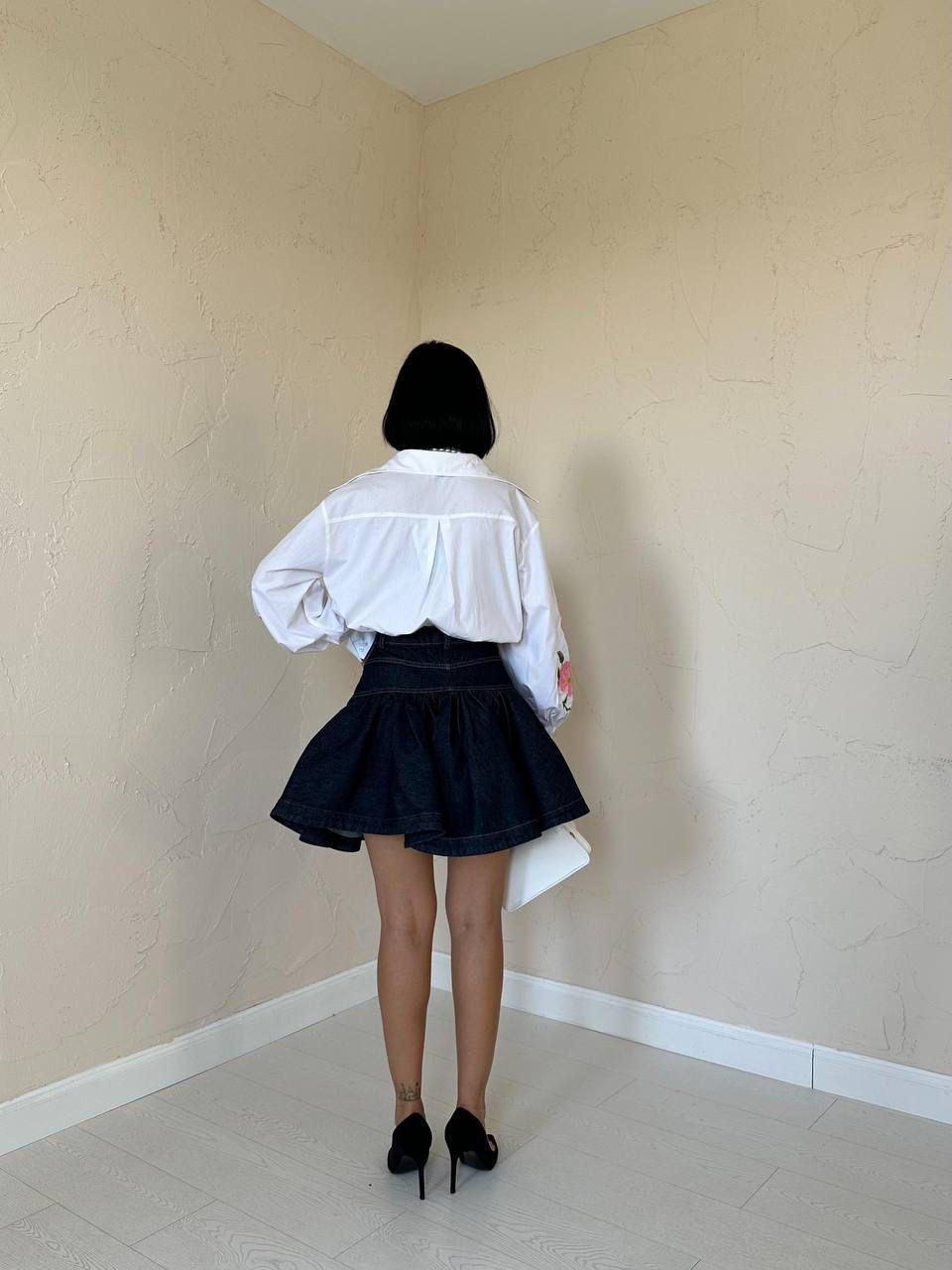 White Shirt with Floral Sleeves